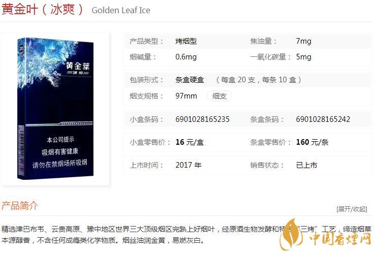 黃金葉冰爽多少錢一盒價格？黃金葉冰爽價格及參數(shù)圖片2020