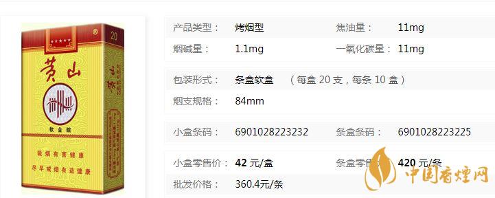 黃山軟金皖軟盒多少錢？黃山軟金皖煙價(jià)格及參數(shù)