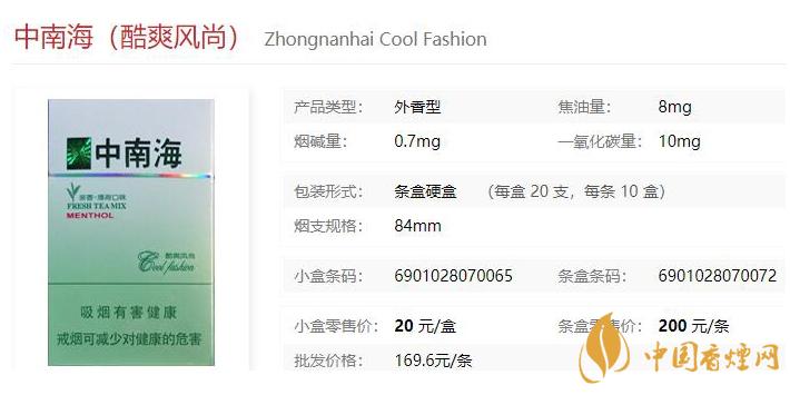 2021中南?？崴L(fēng)尚價(jià)格和圖片一覽 中南?？崴L(fēng)尚多少錢(qián)一包